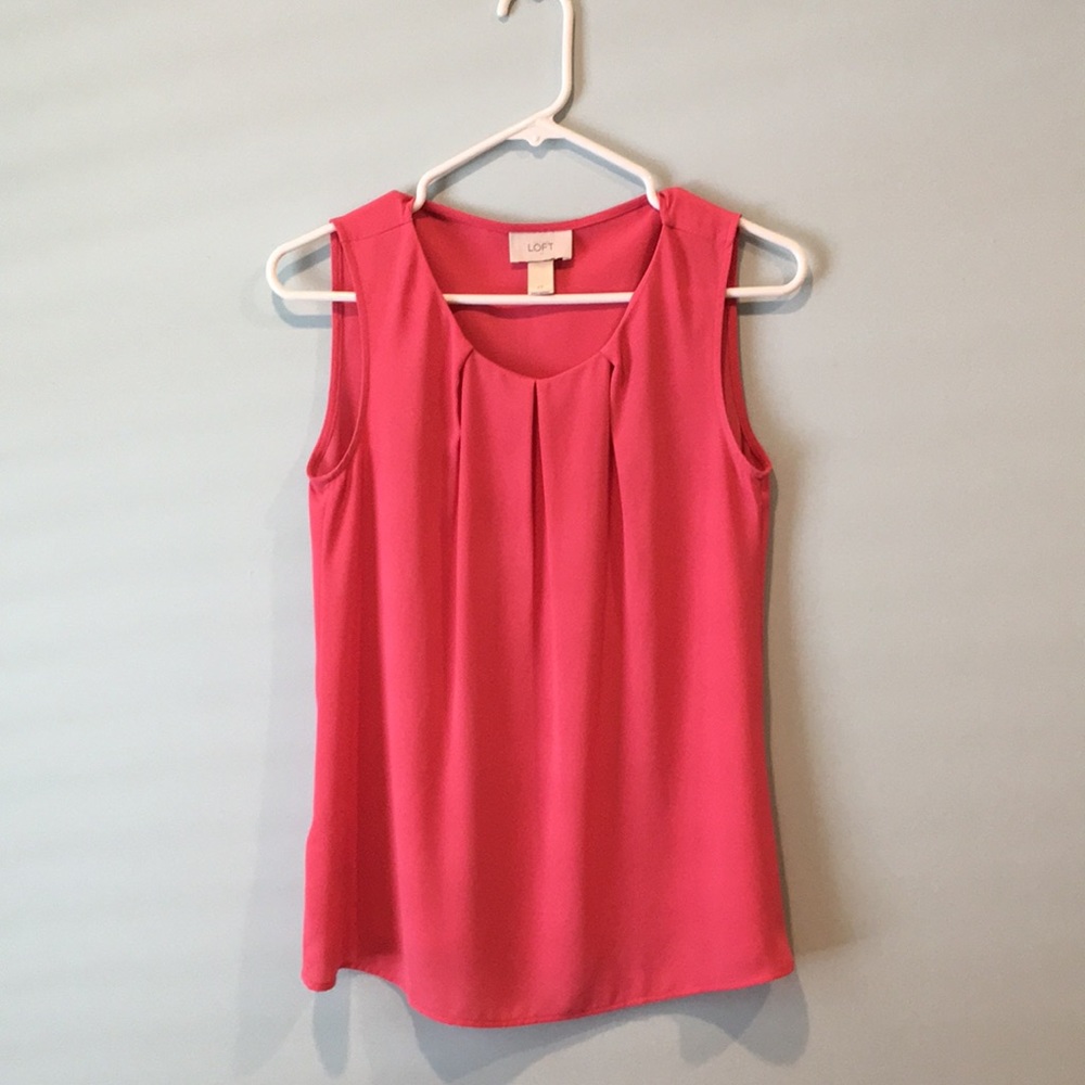 XS Pink Ann Tylor Loft pleated tank top